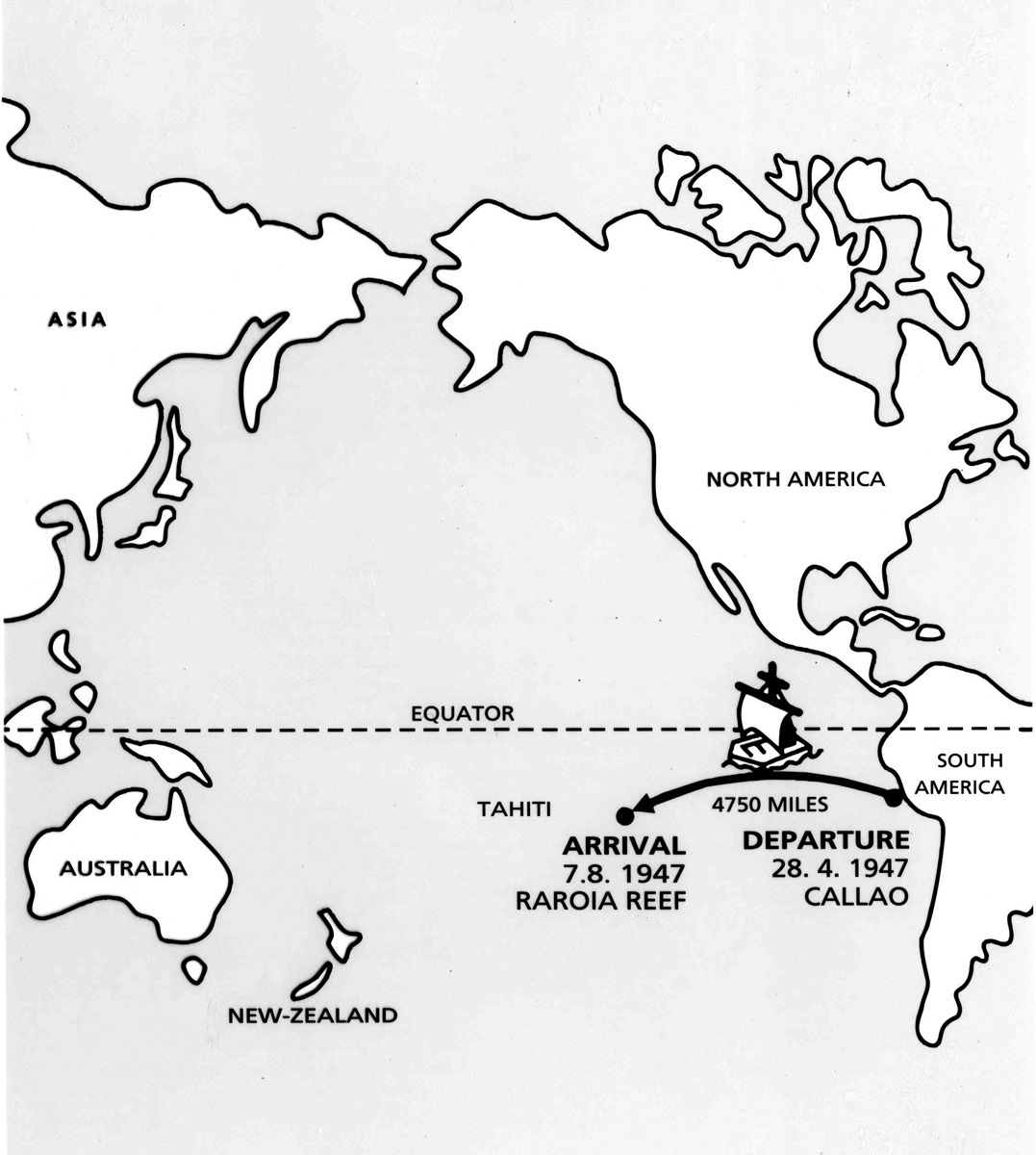 mapa ekspedycji Thora Heyerdahla