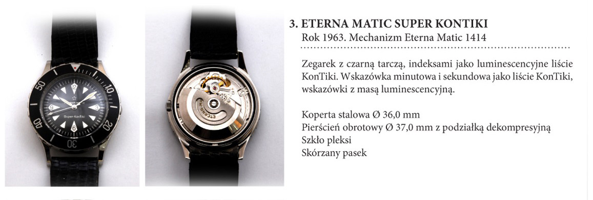 Zegarek Eterna Matic Super KonTiki 1414 ze srebrnymi oznaczeniami