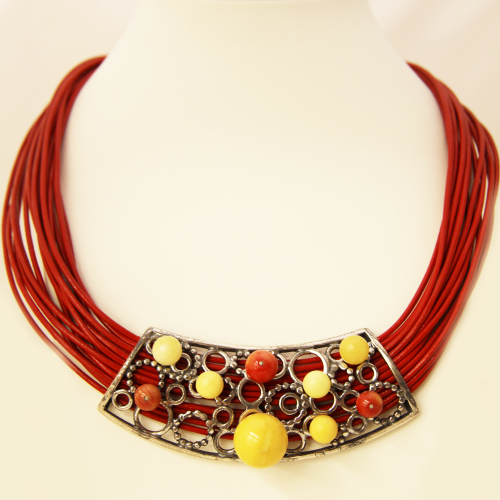 Naszyjnik z Bursztynem i Koralem