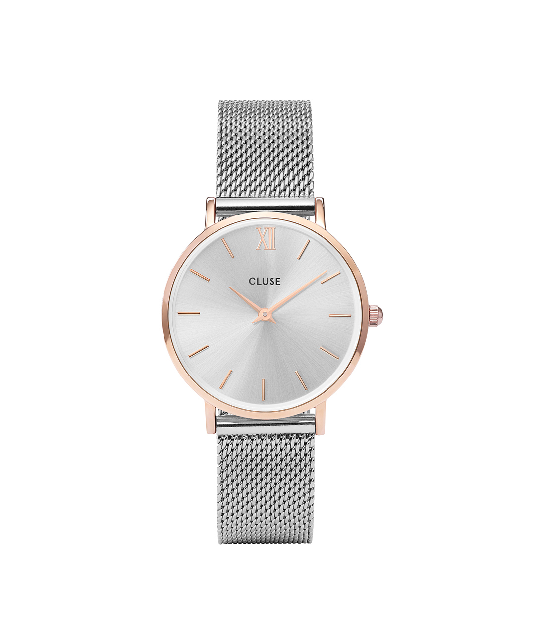 Cluse Minuit Mesh Rose Gold Silver CL30025