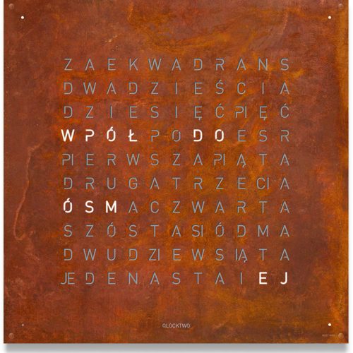 QLOCKTWO CLASSIC Creator's Edition Rust 90X90 cm POLSKI JĘZYK