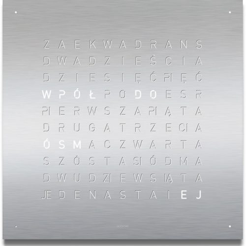 QLOCKTWO CLASSIC Stainless Steel 45X45 cm POLSKI JĘZYK