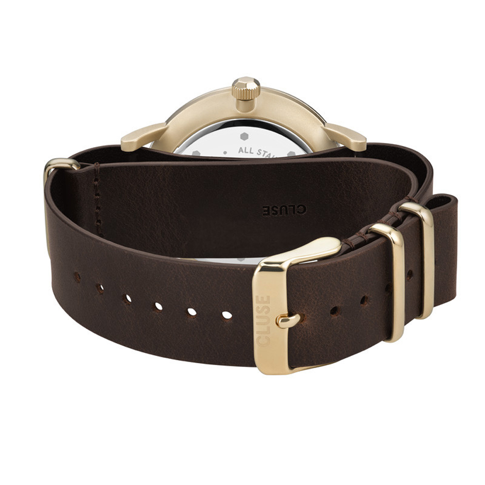 CLUSE Aravis NATO Leather Rose Gold Dark Blue/Dark Brown CW0101501009 - obrazek 2