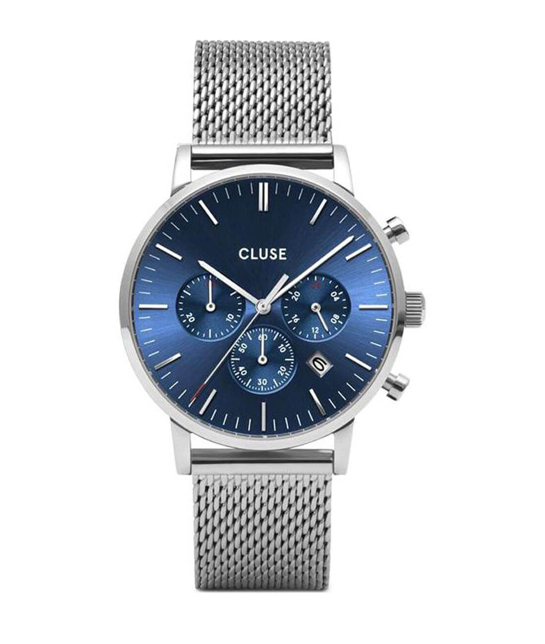 CLUSE Aravis Chrono Mesh Silver Dark Blue/Silver CW0101502004
