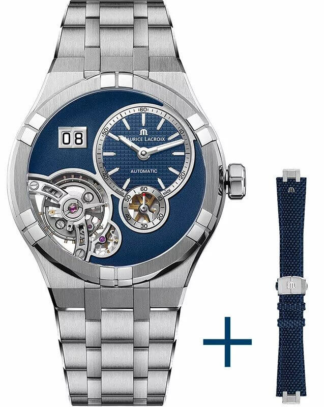 Zegarek męski Maurice Lacroix Aikon Master Grand Date na bransolecie z paskiem materiałowym