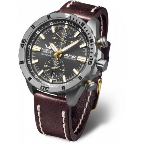 zegarek męski Vostok Europe Almaz Space Station na pasku skórzanym
