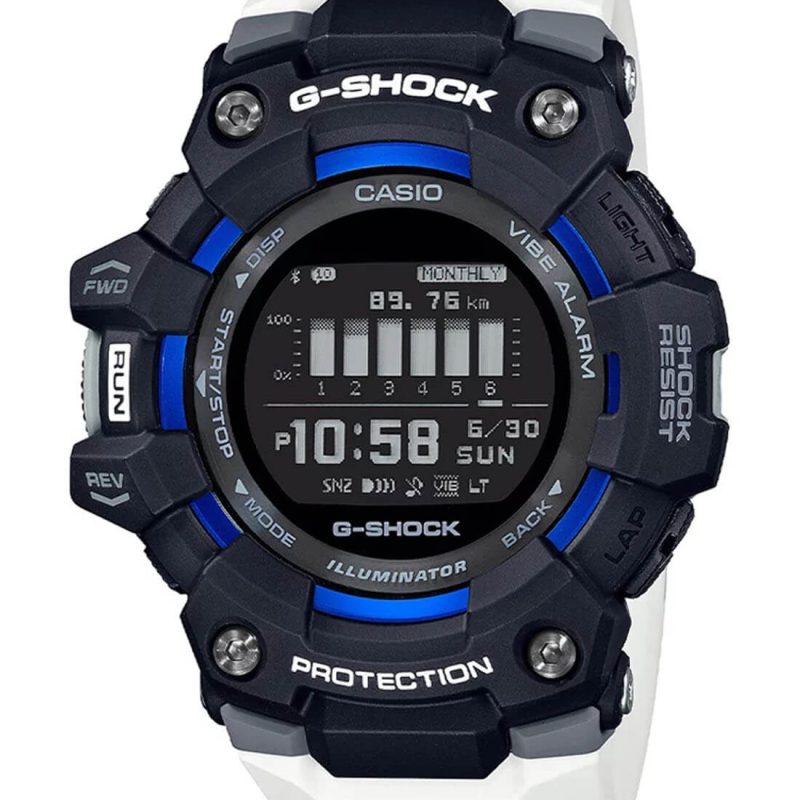 zegarek męski casio g-shock smartwatch biało-niebieski