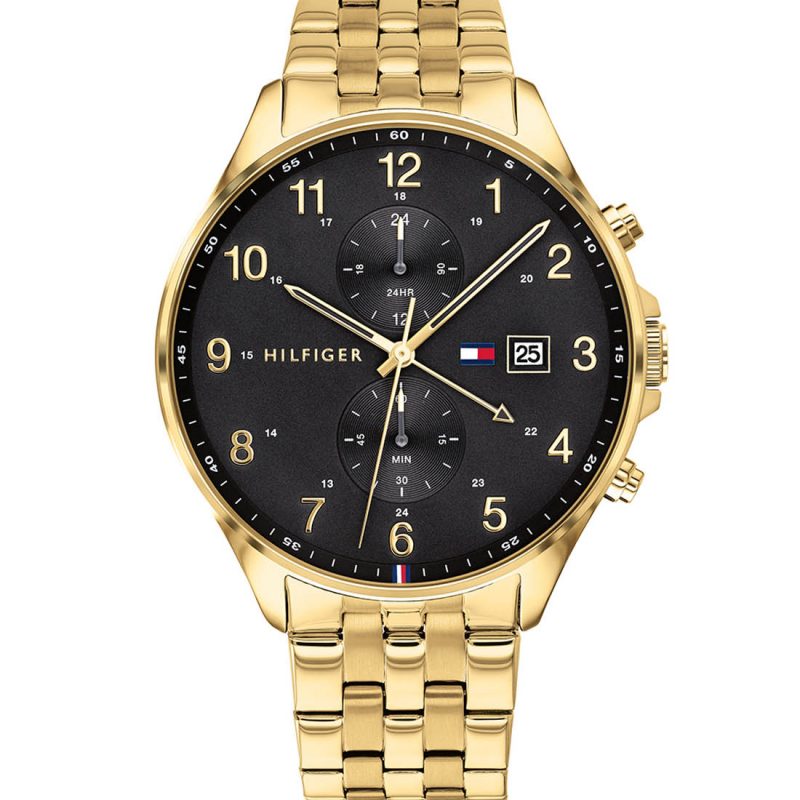 zegarek męski Tommy Hilfiger na złotej bransolecie
