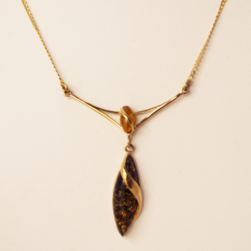 Złoty Naszyjnik z Bursztynem