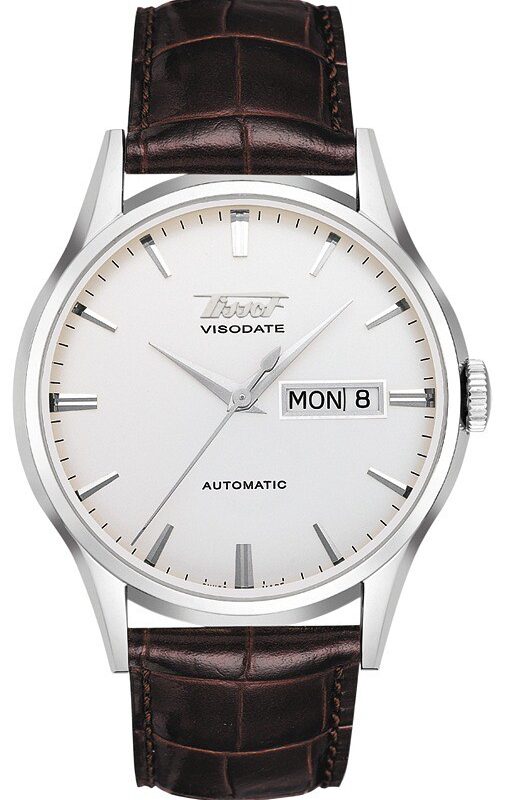 Zegarek Tissot Heritage Visodate, biały, automatyczny, brązowy pasek