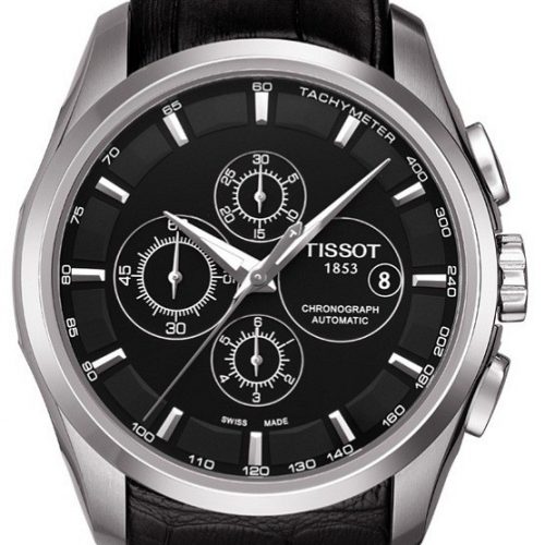 Zegarek Tissot Couturier czarny, automatyczny ze stoperem