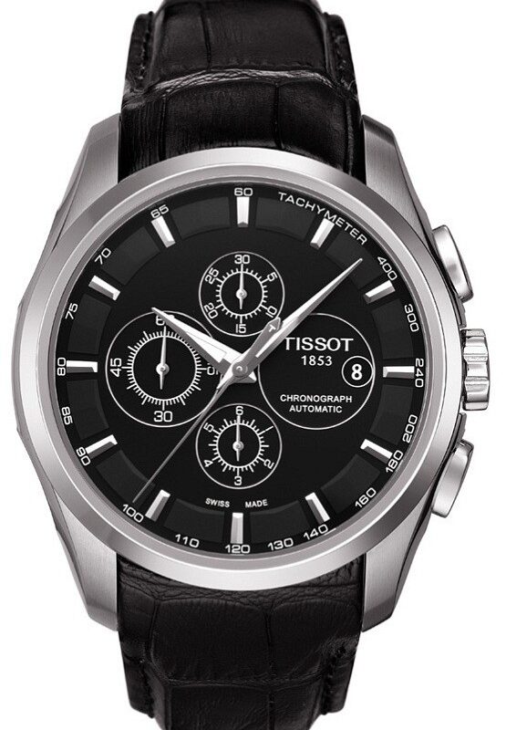 Zegarek Tissot Couturier czarny, automatyczny ze stoperem