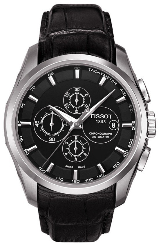 Zegarek Tissot Couturier czarny, automatyczny ze stoperem
