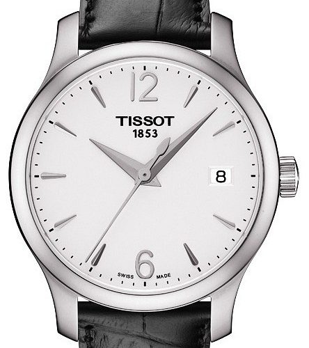 Zegarek Tissot T-Classic Tradition biała tarcza, skórzany czarny pasek