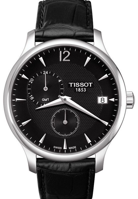 Zegarek Tissot T-Classic Tradition GMT, czarna tarcza, pasek