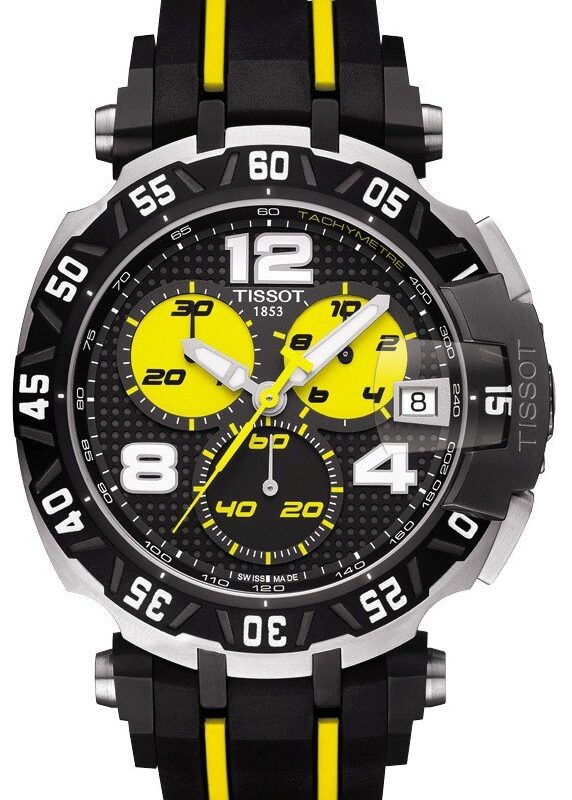 Zegarek Tissot T-Race Thomas Luthi 2015 czarno-żółty, sportowy ze stoperem