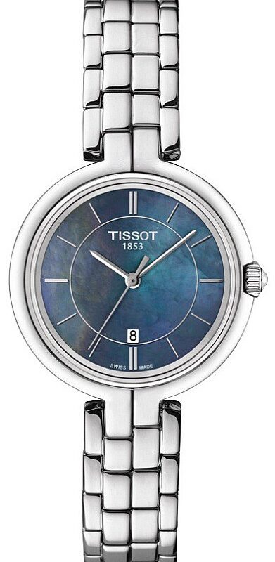 Zegarek Tissot T-Trend Flamingo, damski, bransoletka, masa perłowa niebieska