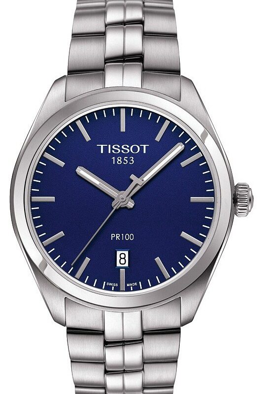 Zegarek Tissot T-Classic PR100 niebieska tarcza, bransoleta