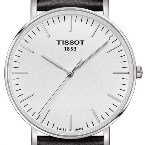 Zegarek Tissot T-Classic Everytime biała tarcza, czarny, skórzany pasek