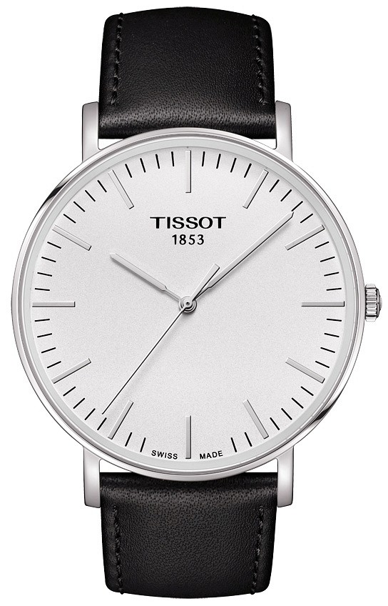 Zegarek Tissot T-Classic Everytime biała tarcza, czarny, skórzany pasek
