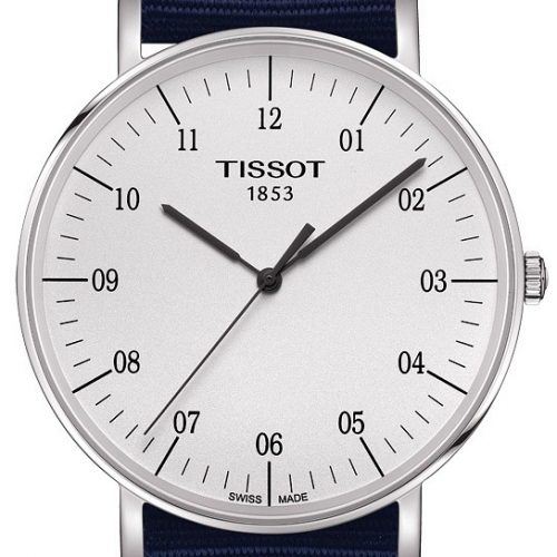Zegarek Tissot T-Classic Everytime, biała tarcza, niebieski, tekstylny pasek