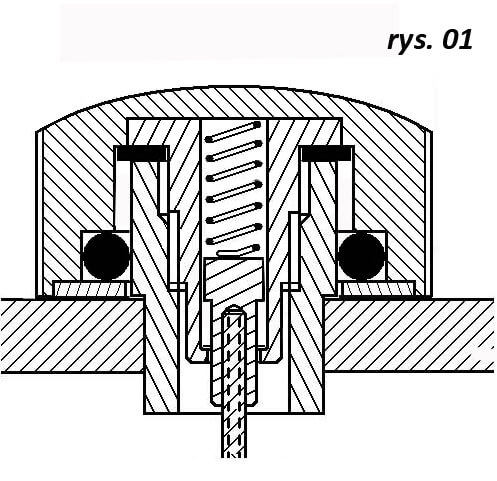 Rysunek koronki z gwintem wewnętrznym tubusa (zakręcona)