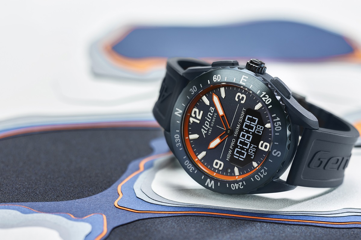 Zegarek sportowy Alpina na czarnej bransolecie