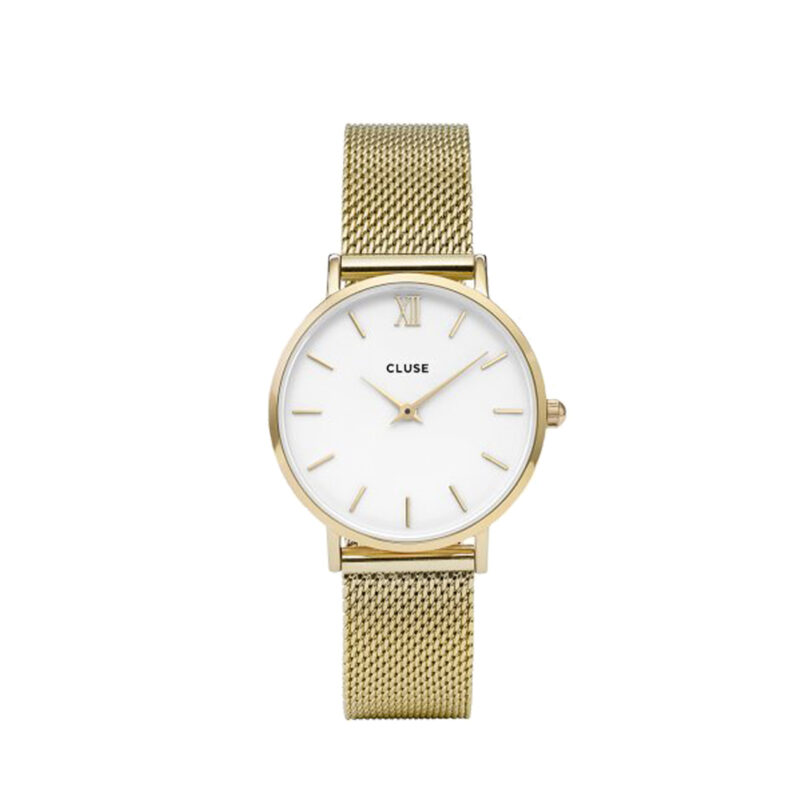 Cluse Minuit Mesh Gold White CW0101203007 (CL30010)