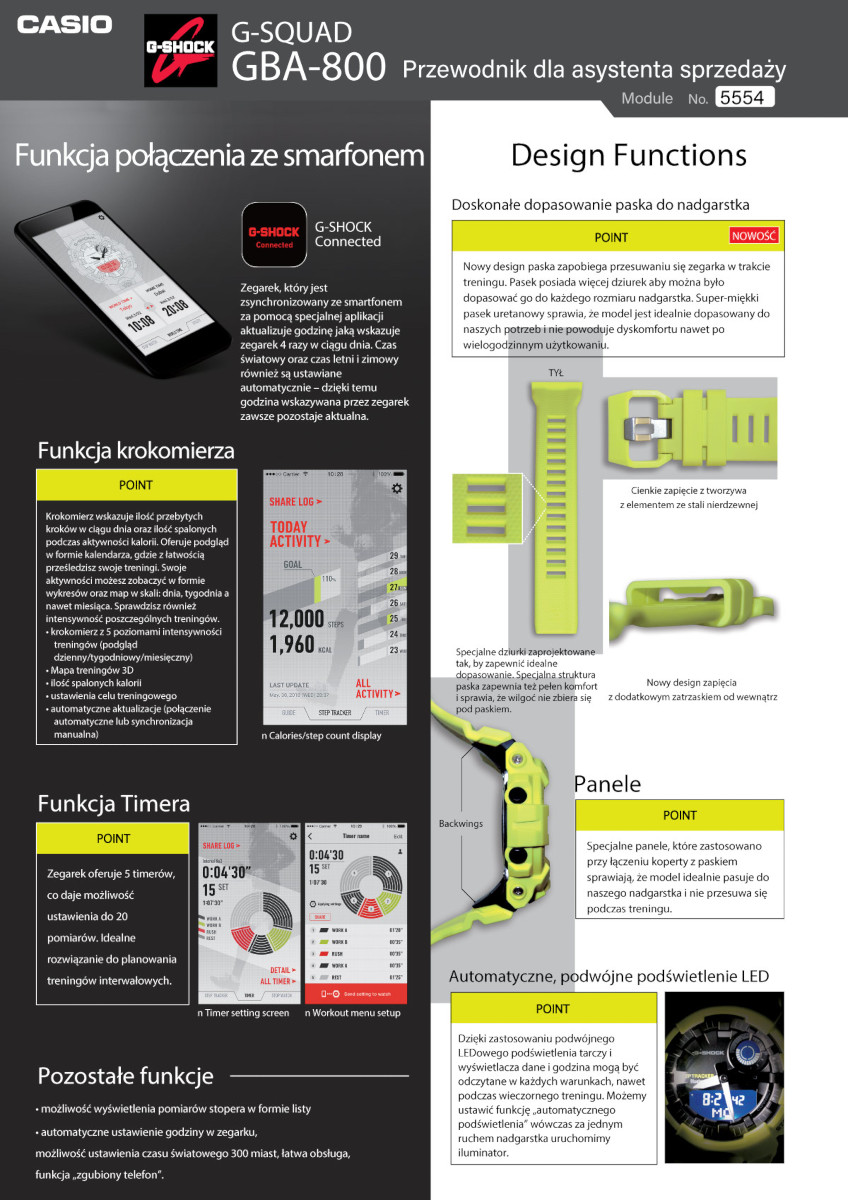 Casio G-SHOCK G-Squad Bluetooth SYNC Step Tracker GBA-800-7AER - obrazek 6