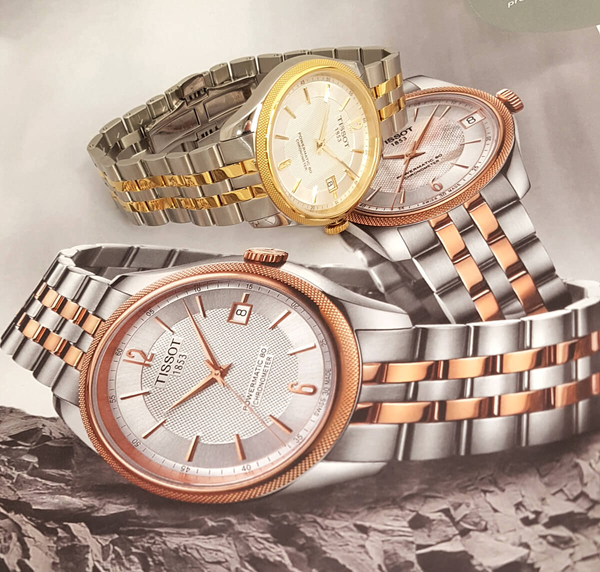 Zegarek Tissot T-Classic Ballade Powermatic 80 na srebrno-złotej bransolecie