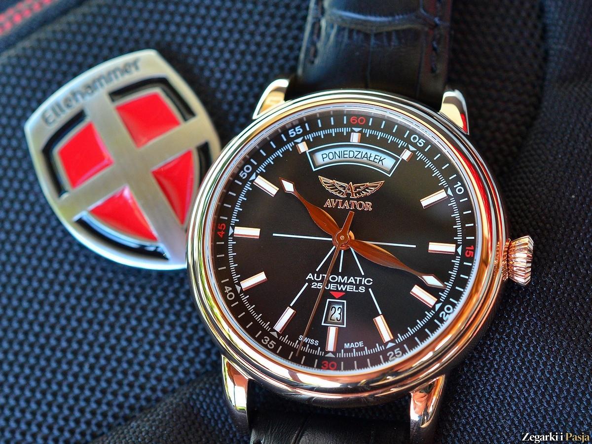 AVIATOR Swiss Made model Douglas Day Date – lotnik do garnituru