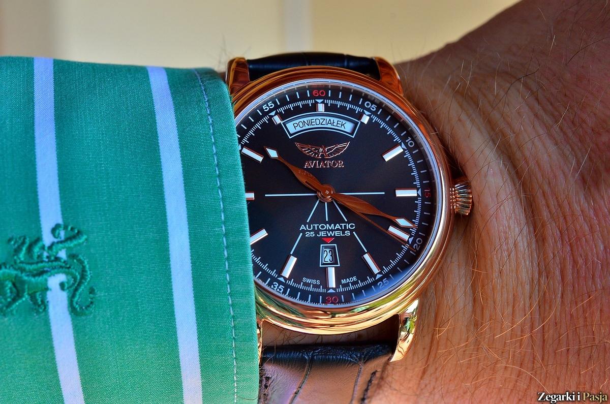 AVIATOR Swiss Made model Douglas Day Date – lotnik do garnituru